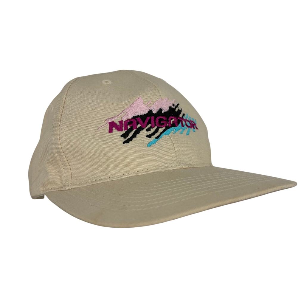 Fahrenheit Vintage Tan Cream "Navigator" Embroidered Adjustable Cotton Cap Hat